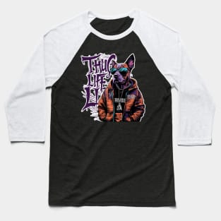 Thug Life Cat Design in Vibrant Colors Baseball T-Shirt